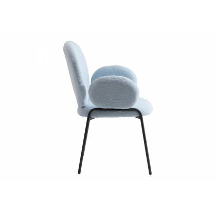 LeisureMod Celestial Modern Boucle Dining Chair with Black Powder-Coated Iron Frame - Blue