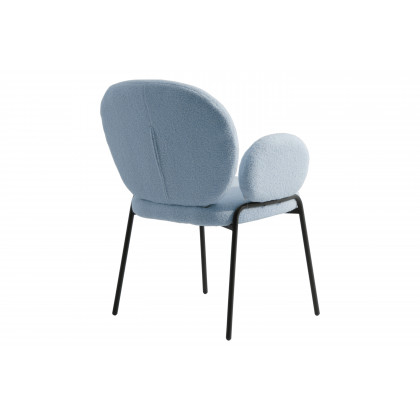 LeisureMod Celestial Modern Boucle Dining Chair with Black Powder-Coated Iron Frame - Blue