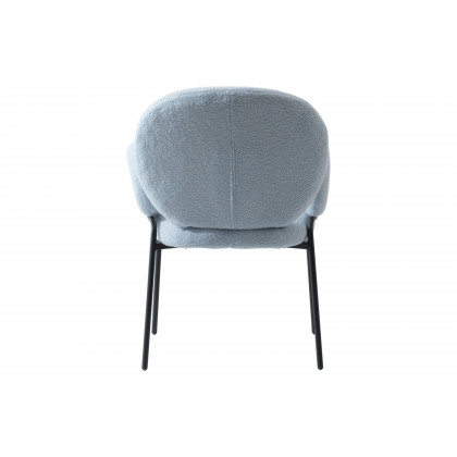 LeisureMod Celestial Modern Boucle Dining Chair with Black Powder-Coated Iron Frame - Blue