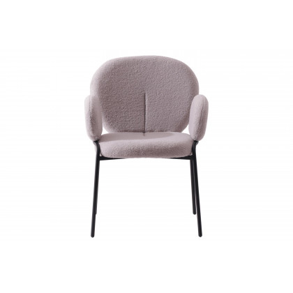 LeisureMod - Celestial Modern Boucle Dining Chair with Black Powder-Coated Iron Frame