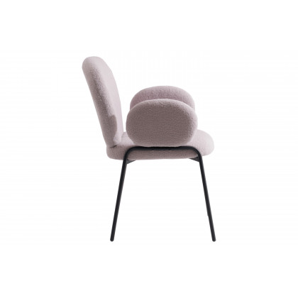 LeisureMod Celestial Modern Boucle Dining Chair with Black Powder-Coated Iron Frame - Gray