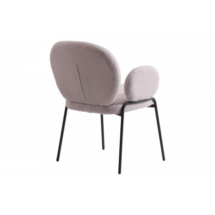 LeisureMod Celestial Modern Boucle Dining Chair with Black Powder-Coated Iron Frame - Gray