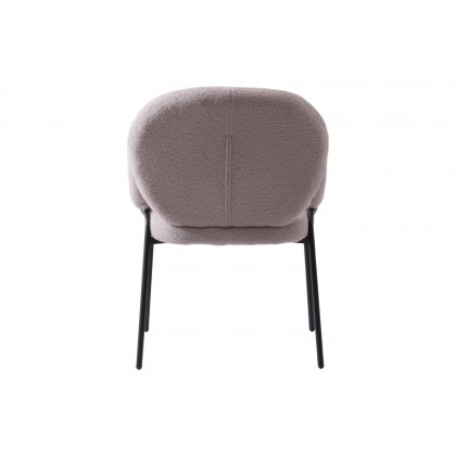 LeisureMod Celestial Modern Boucle Dining Chair with Black Powder-Coated Iron Frame - Gray