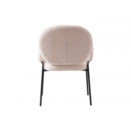 LeisureMod Celestial Modern Boucle Dining Chair with Black Powder-Coated Iron Frame - White