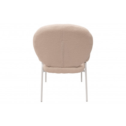 LeisureMod Celestial Boucle Dining Chair with White Powder-Coated Iron Frame - White