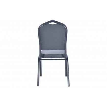 LeisureMod - Cove Mid-Century Modern Stackable Banquet Chair with Black Powder Coated Steel Frame in Black