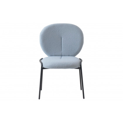 LeisureMod Celestial Mid-Century Modern Boucle Dining Side Chair with Black Powder Coated Iron Frame - Blue