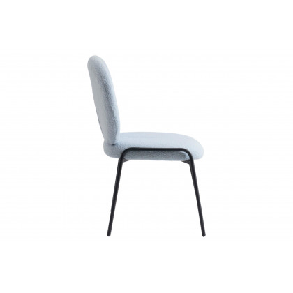 LeisureMod Celestial Mid-Century Modern Boucle Dining Side Chair with Black Powder Coated Iron Frame - Blue