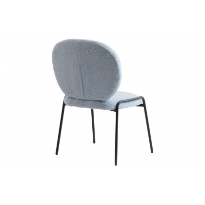LeisureMod Celestial Mid-Century Modern Boucle Dining Side Chair with Black Powder Coated Iron Frame - Blue