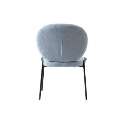 LeisureMod Celestial Mid-Century Modern Boucle Dining Side Chair with Black Powder Coated Iron Frame - Blue