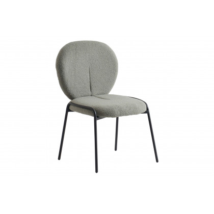 LeisureMod - Celestial Mid-Century Modern Boucle Dining Side Chair with Black Powder Coated Iron Frame