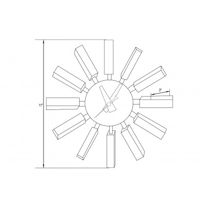 LeisureMod Vdara Modern Design Block Silent Non-Ticking Wall Clock - Black
