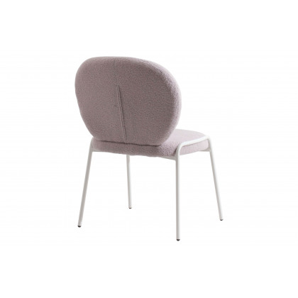 LeisureMod Celestial Mid-Century Modern Boucle Dining Side Chair with White Powder Coated Iron Frame - Gray
