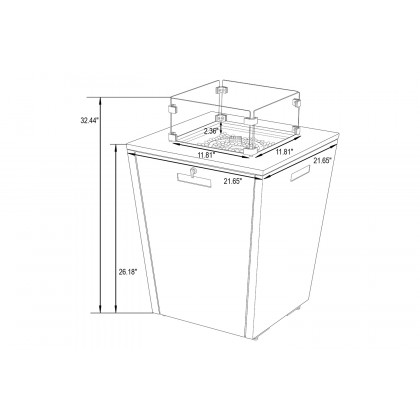 LeisureMod Chelsea Aluminum Patio Modern Propane Fire Pit Side Table - Gray