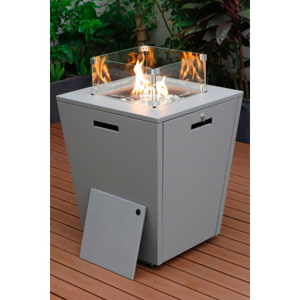 LeisureMod - Chelsea Aluminum Patio Modern Propane Fire Pit Side Table