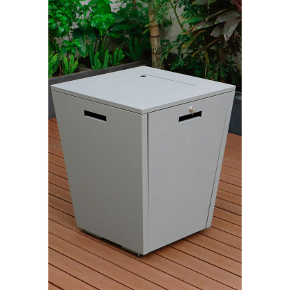 LeisureMod Chelsea Aluminum Patio Modern Propane Fire Pit Side Table - Gray