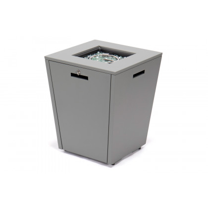 LeisureMod Chelsea Aluminum Patio Modern Propane Fire Pit Side Table - Gray