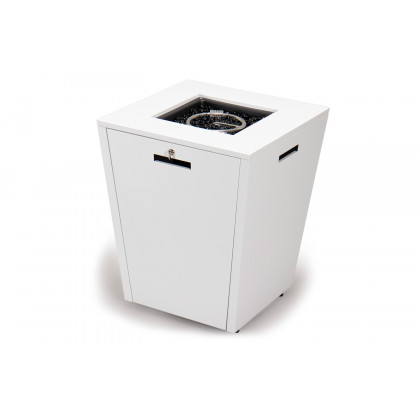 LeisureMod Chelsea Aluminum Patio Modern Propane Fire Pit Side Table - White