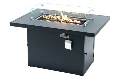 LeisureMod™ Chelsea Patio Modern Black Aluminum Propane Fire Pit Table - Black