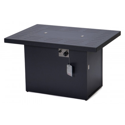 LeisureMod Chelsea Patio Modern Black Aluminum Propane Fire Pit Table - Black