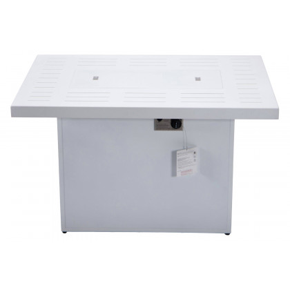 LeisureMod Chelsea Patio Modern Black Aluminum Propane Fire Pit Table - White