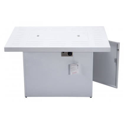 LeisureMod Chelsea Patio Modern Black Aluminum Propane Fire Pit Table - White