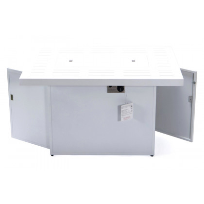 LeisureMod Chelsea Patio Modern Black Aluminum Propane Fire Pit Table - White