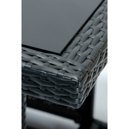 LeisureMod Mace Patio Modern Wicker Propane Fire Pit Table - Black