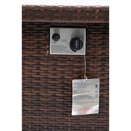 LeisureMod Mace Patio Modern Wicker Propane Fire Pit Table - Dark Brown