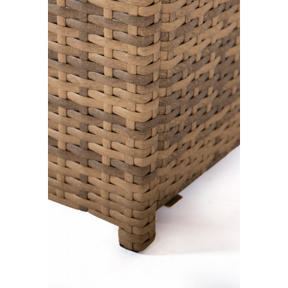 LeisureMod Mace Patio Modern Wicker Propane Fire Pit Table - Light Brown