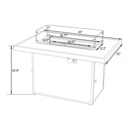 LeisureMod Mace Patio Modern Wicker Propane Fire Pit Table - White