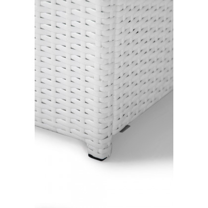 LeisureMod Mace Patio Modern Wicker Propane Fire Pit Table - White