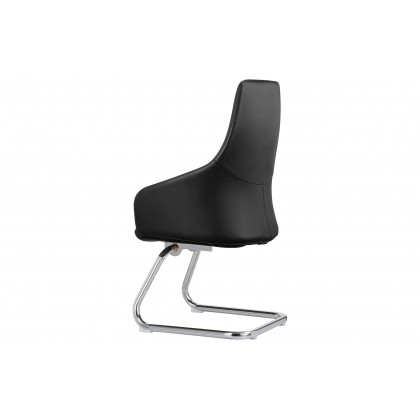 LeisureMod Celeste Modern Leather Conference Office Chair with Upholstered Seat and Armrest - Black