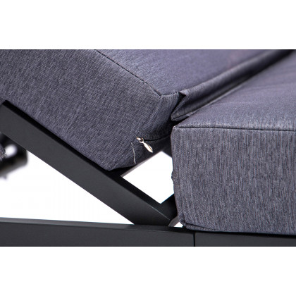LeisureMod Chelsea Modern Outdoor Black Chaise Lounge Chair with Cushions - Blue