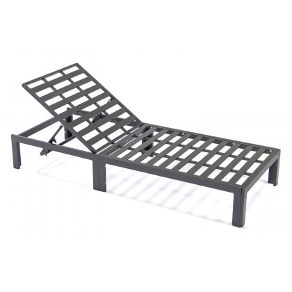 LeisureMod Chelsea Modern Outdoor Black Chaise Lounge Chair with Cushions - Blue