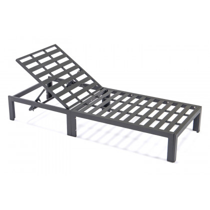 LeisureMod Chelsea Modern Outdoor Black Chaise Lounge Chair with Cushions - Green