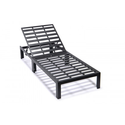 LeisureMod Chelsea Modern Outdoor Black Chaise Lounge Chair with Cushions - Green