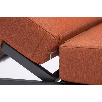 LeisureMod Chelsea Modern Outdoor Black Chaise Lounge Chair with Cushions - Orange