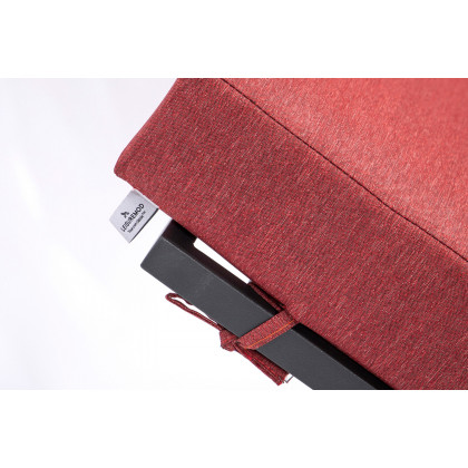 LeisureMod Chelsea Modern Outdoor Black Chaise Lounge Chair with Cushions - Red