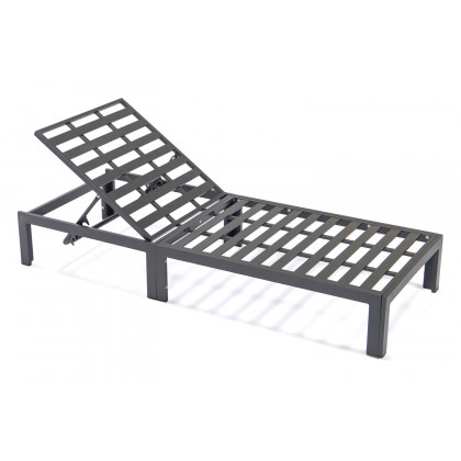 LeisureMod Chelsea Modern Outdoor Black Chaise Lounge Chair with Cushions - Red