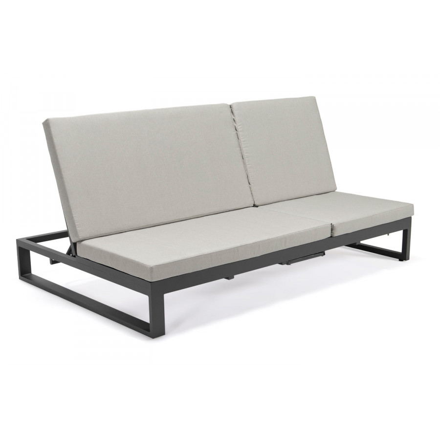 LeisureMod Chelsea Convertible Double Chaise Lounge Chair and Sofa with Cushions - Beige, Black