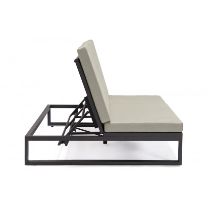 LeisureMod Chelsea Convertible Double Chaise Lounge Chair and Sofa with Cushions - Beige, Black