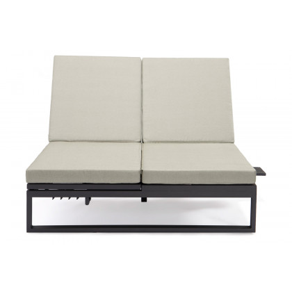LeisureMod Chelsea Convertible Double Chaise Lounge Chair and Sofa with Cushions - Beige, Black