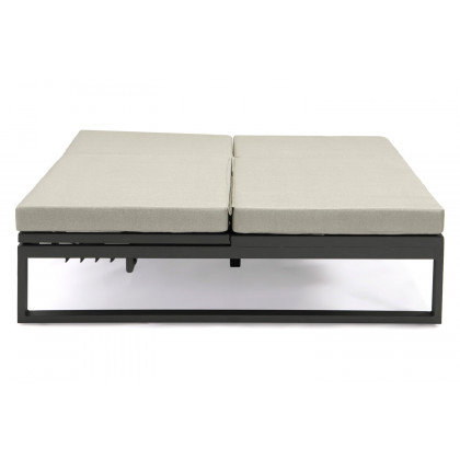 LeisureMod Chelsea Convertible Double Chaise Lounge Chair and Sofa with Cushions - Beige, Black