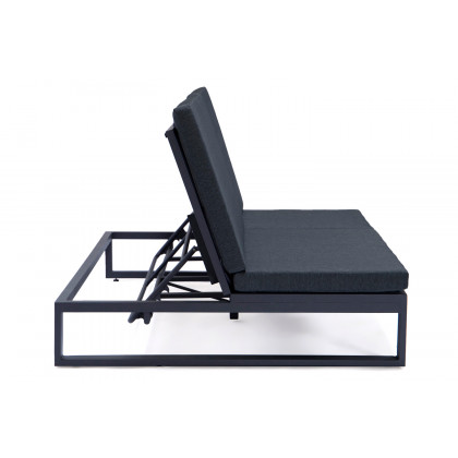 LeisureMod Chelsea Convertible Double Chaise Lounge Chair and Sofa with Cushions - Black, Black