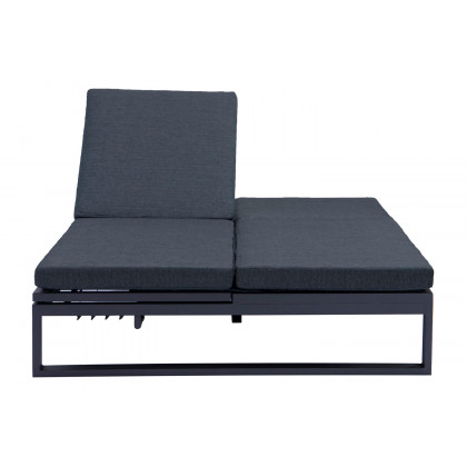 LeisureMod Chelsea Convertible Double Chaise Lounge Chair and Sofa with Cushions - Black, Black