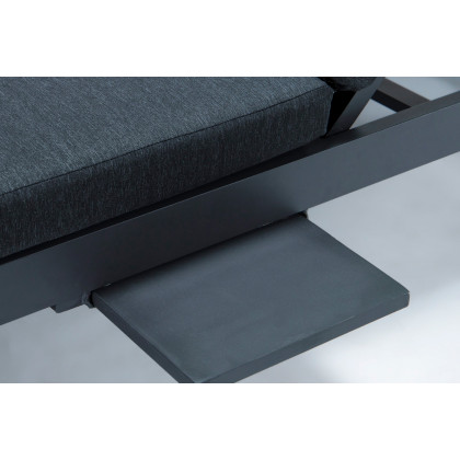 LeisureMod Chelsea Convertible Double Chaise Lounge Chair and Sofa with Cushions - Black, Black