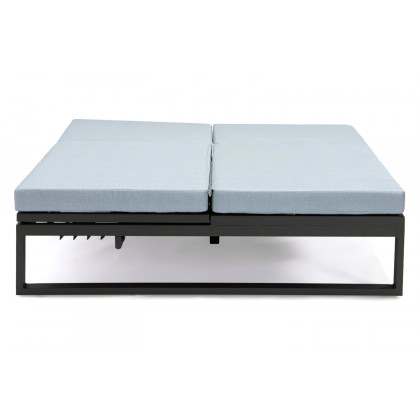 LeisureMod Chelsea Convertible Double Chaise Lounge Chair and Sofa with Cushions - Light Gray, Black