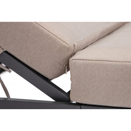 LeisureMod Chelsea Modern Outdoor Black Chaise Lounge with Side Table and Cushions (Set Of 2) - Beige