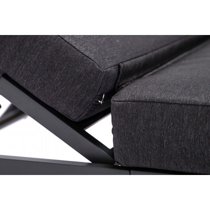 LeisureMod Chelsea Modern Outdoor Black Chaise Lounge Chair with Side Table and Cushions - Black